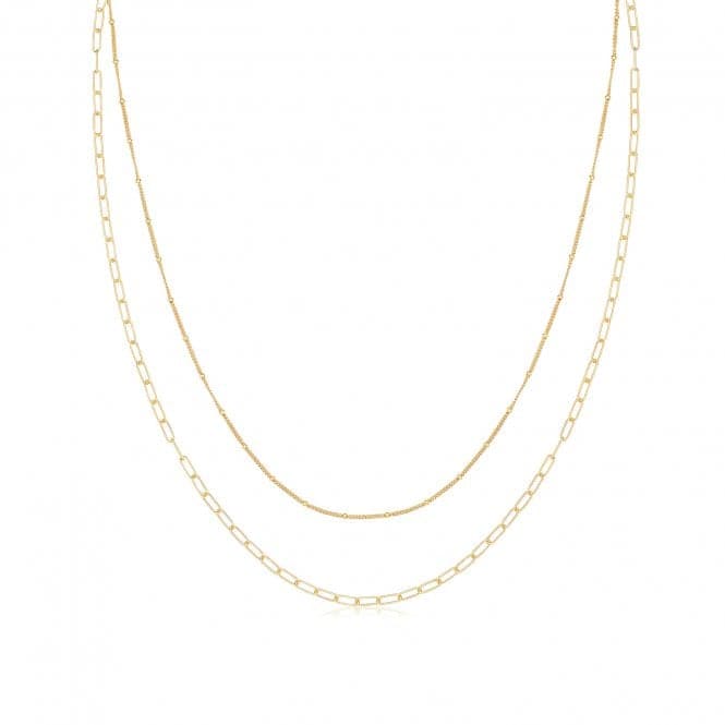 Silver Yellow Gold Plated Multichain Necklace G3406GPAcotis Silver JewelleryTH - G3406GP