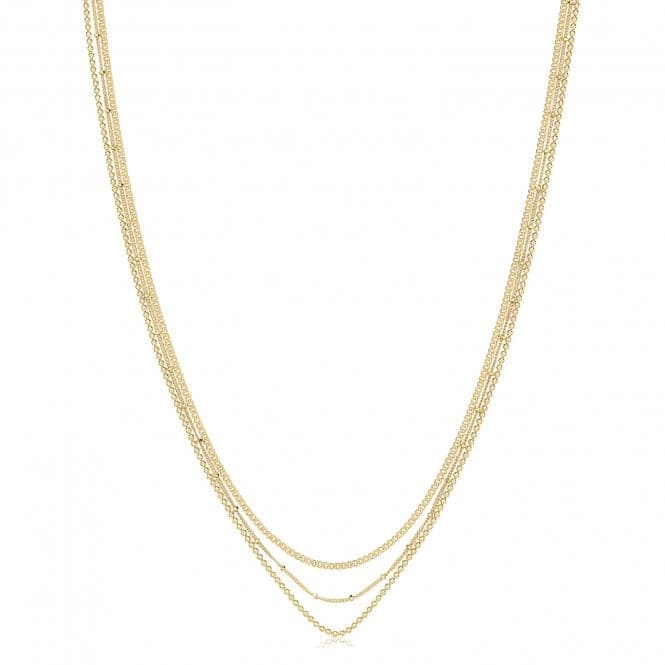 Silver Yellow Gold Plated Multichain Necklace G3407GPAcotis Silver JewelleryTH - G3407GP