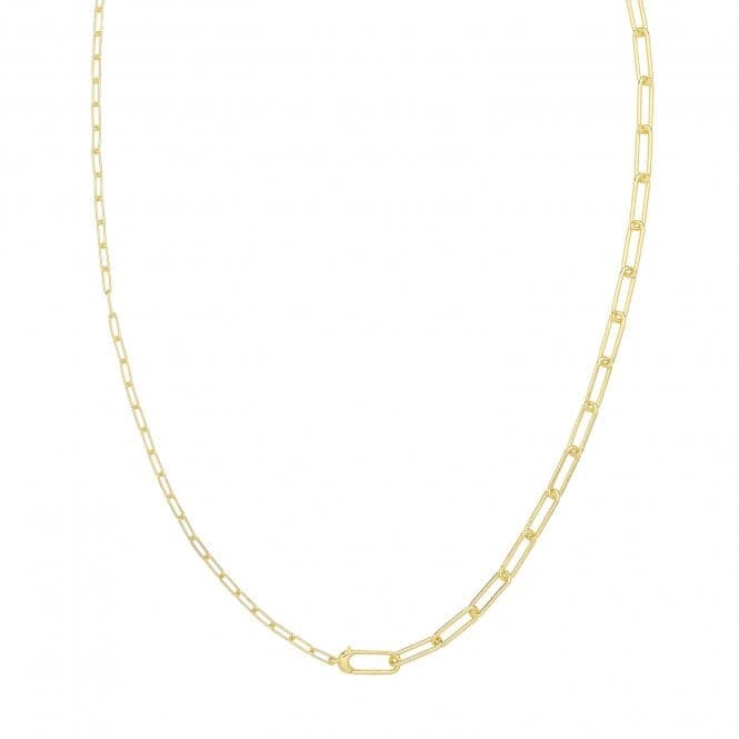 Silver Yellow Gold Plated Paperclip Link Necklace G3402GPAcotis Silver JewelleryTH - G3402GP