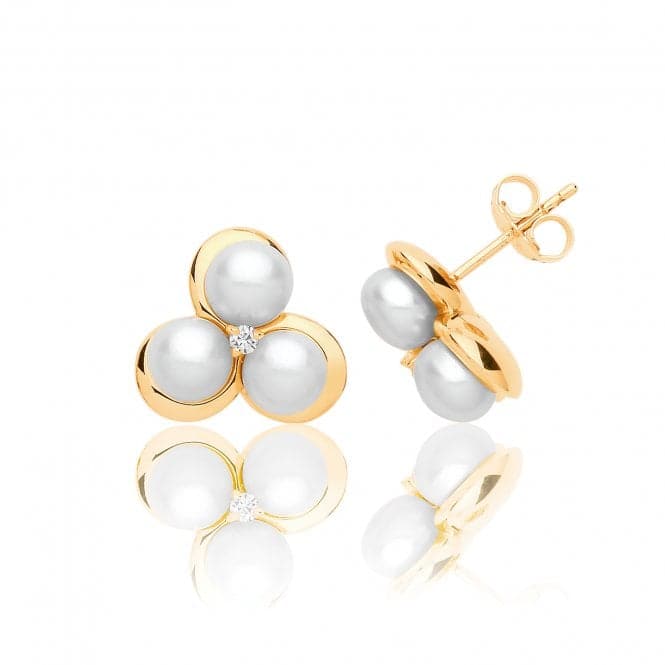 Silver Yellow Gold Plated Pearl Cubic Zirconia Earrings SEG0092YSilver & CoSEG0092Y