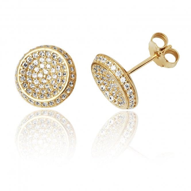 Silver Yellow Gold Plated Round Pave Set Cubic Zirconia Stud Earrings SEG0063YSilver & CoSEG0063Y