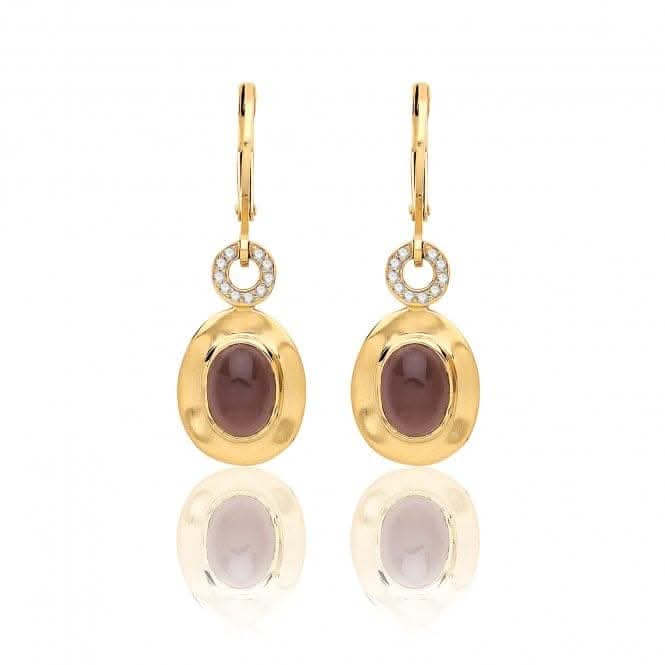 Silver Yellow Gold Plated Smoky Quartz Cubic Zirconia Earrings SEG0091YSilver &amp; CoSEG0091Y