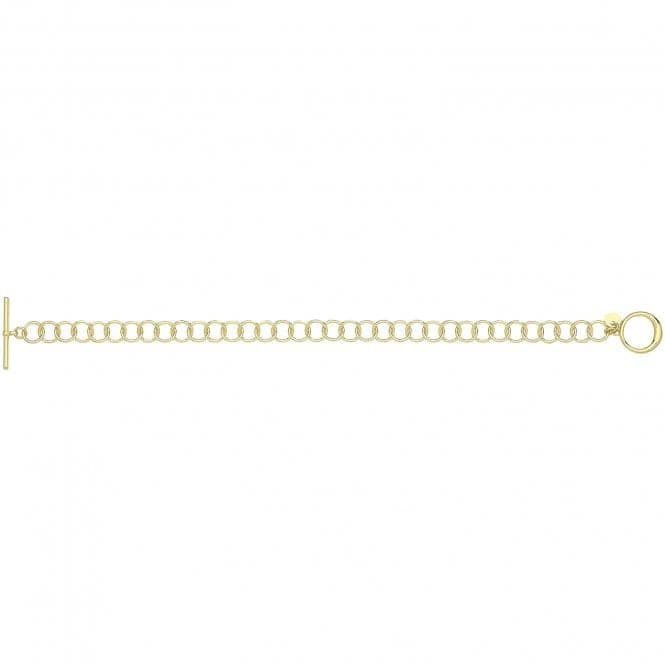 Silver Yellow Gold Plated T - Bar Circle Link Bracelet G2703GPAcotis Silver JewelleryTH - G2703GP