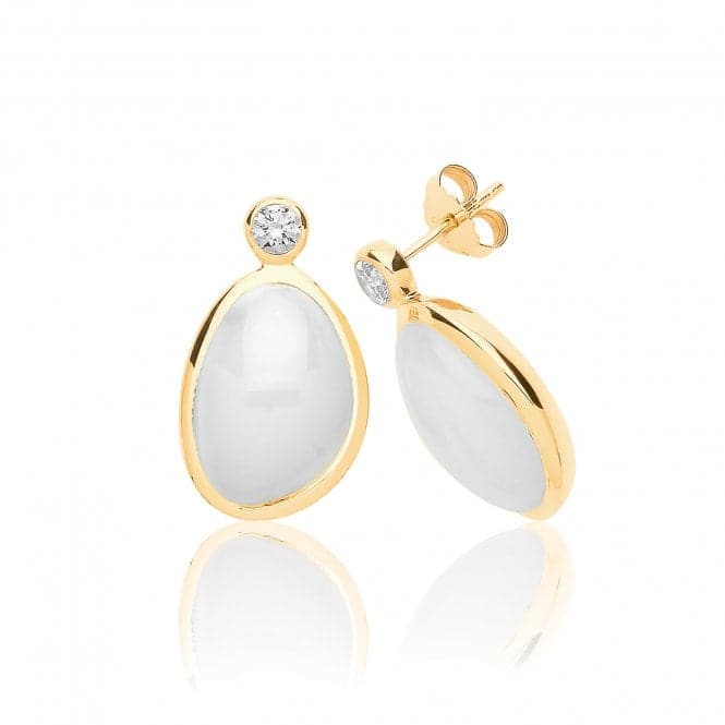 Silver Yellow Gold Plated White Moon Stone Cubic Zirconia Earrings SEG0090YSilver & CoSEG0090Y