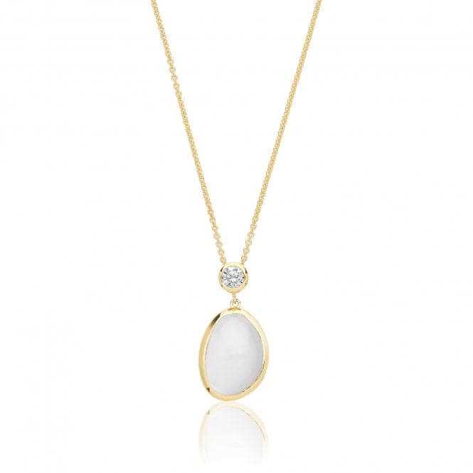 Silver Yellow Gold Plated White Moon Stone Cubic Zirconia Pendant SPG0075YSilver & CoSPG0075Y