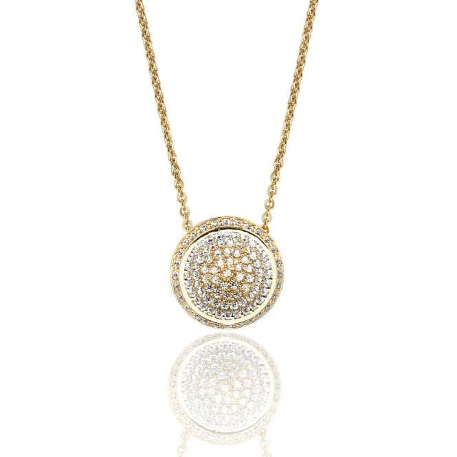 Silver Yellow Plated Round Pave Set Chain Pendant SPG0053YSilver & CoSPG0053Y