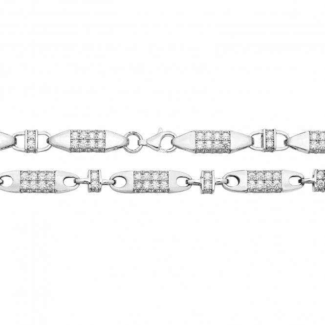 Silver Zirconia Block Chain G1121CZAcotis Silver JewelleryG1121CZ/08