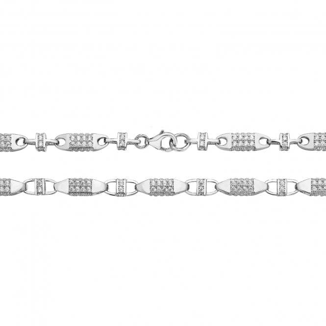 Silver Zirconia Block Chain G1239CZAcotis Silver JewelleryG1239CZ/08