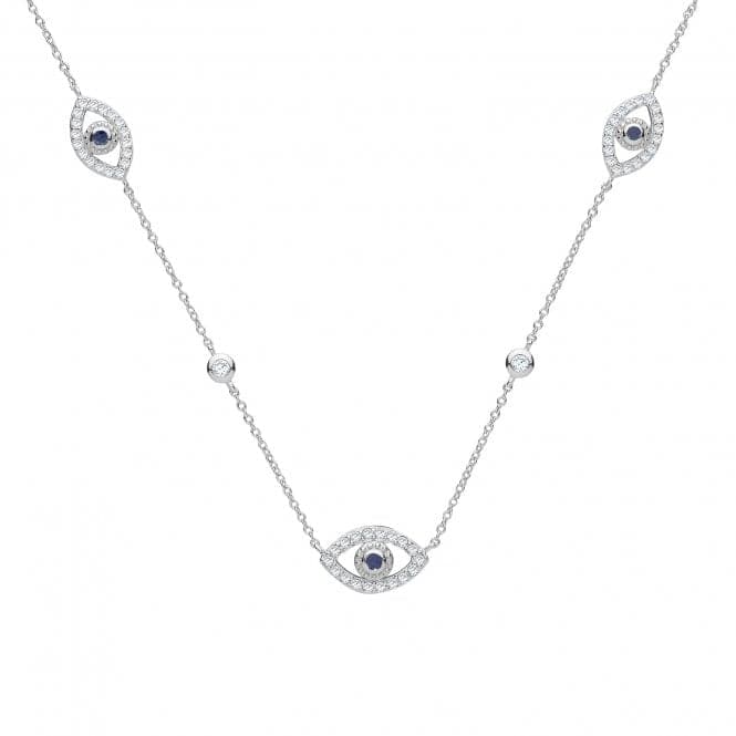 Silver Zirconia Evil Eye Necklace G3362Acotis Silver JewelleryTH - G3362