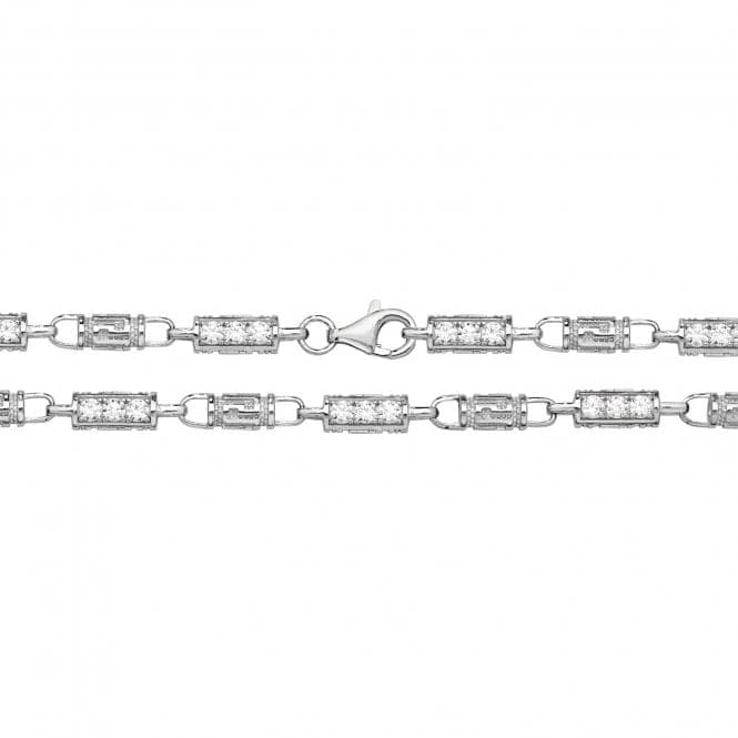 Silver Zirconia & Greek Design Chain G1069Acotis Silver JewelleryG1069/08