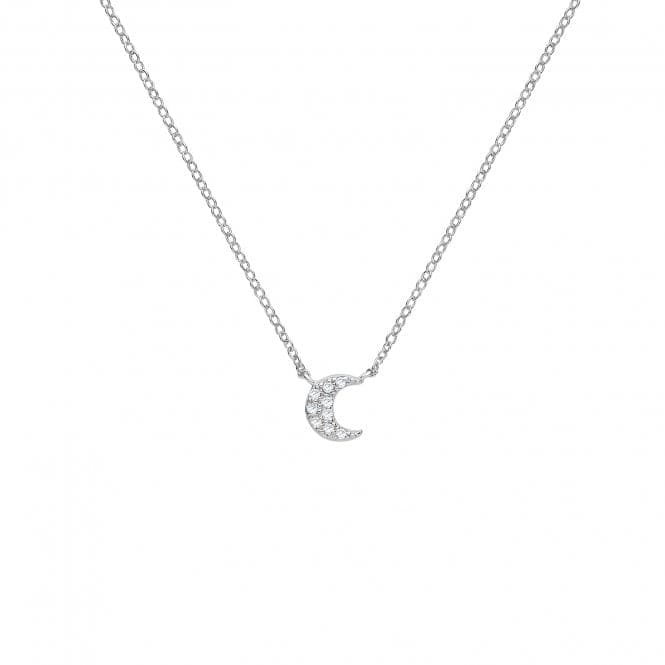 Silver Zirconia Moon Necklace G3359Acotis Silver JewelleryTH - G3359