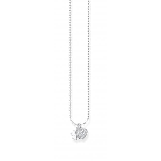 Silver Zirconia Pave Heart & Cloverleaf Necklace 45cm KE2047 - 051 - 14 - L45vThomas Sabo Charm Club CharmingKE2047 - 051 - 14 - L45v