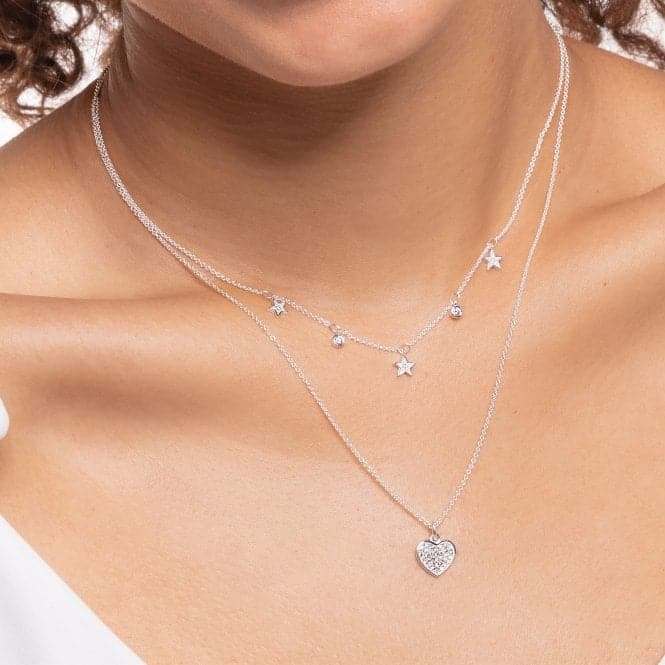 Silver Zirconia Pave Heart Necklace KE2046 - 051 - 14Thomas Sabo Charm Club CharmingKE2046 - 051 - 14 - L38v