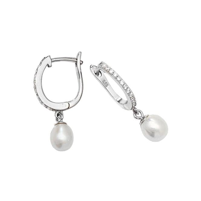 Silver Zirconia & Pearl rhodium Plated Clip On Earrings G51179Acotis Silver JewelleryTH - G51179