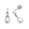 Silver Zirconia & Pearl rhodium Plated Drop Earrings G51175Acotis Silver JewelleryTH - G51175