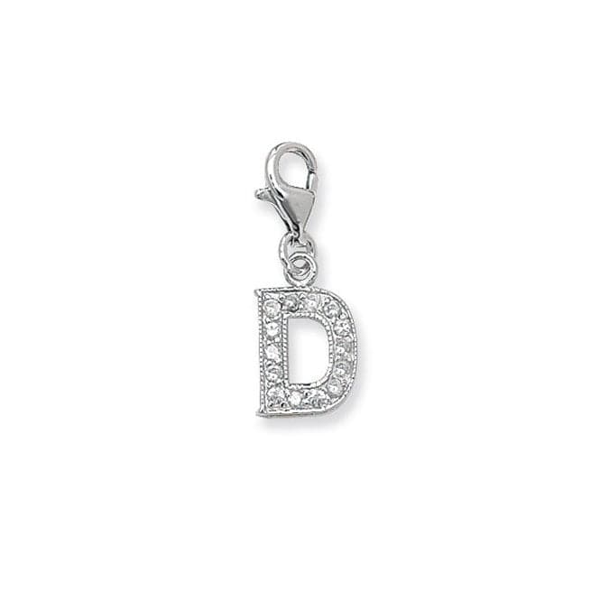 Silver Zirconia Set Initial On Trigger Pendant G6282/DAcotis Silver JewelleryTH - G6282/D