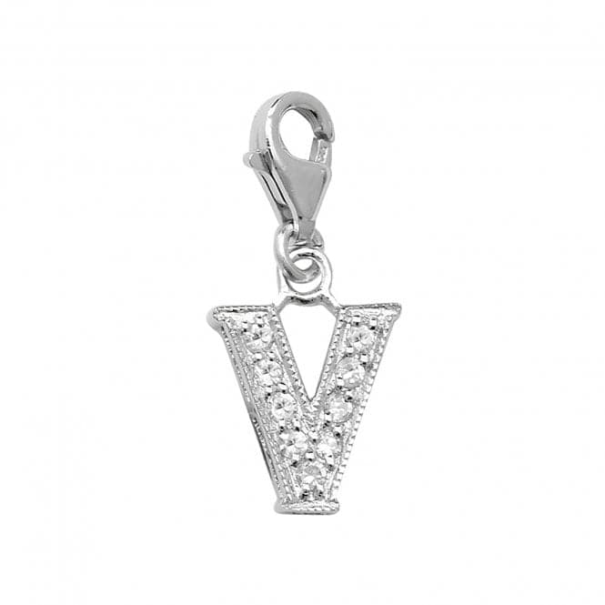 Silver Zirconia Set Initial On Trigger Pendant G6282/VAcotis Silver JewelleryTH - G6282/V