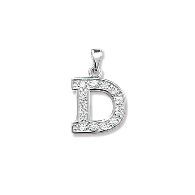 Silver Zirconia Set Initial Pendant G6124/DAcotis Silver JewelleryTH - G6124/D