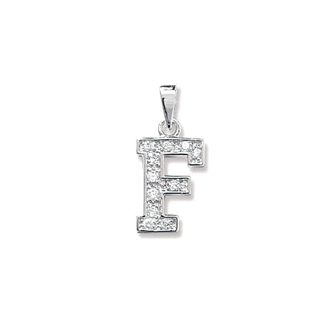 Silver Zirconia Set Initial Pendant G6124/FAcotis Silver JewelleryTH - G6124/F