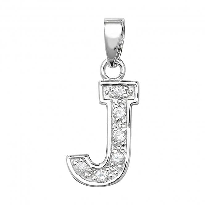 Silver Zirconia Set Initial Pendant G6124/JAcotis Silver JewelleryTH - G6124/J