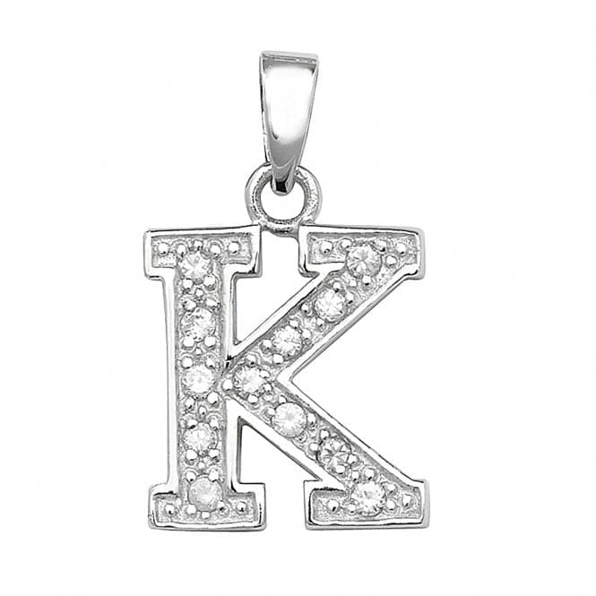 Silver Zirconia Set Initial Pendant G6124/KAcotis Silver JewelleryTH - G6124/K