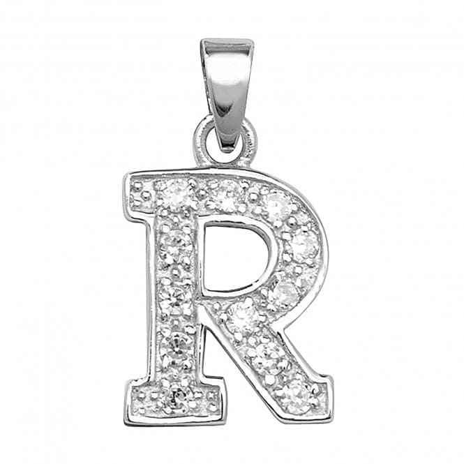 Silver Zirconia Set Initial Pendant G6124/RAcotis Silver JewelleryTH - G6124/R