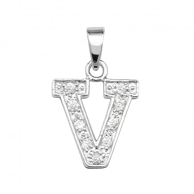 Silver Zirconia Set Initial Pendant G6124/VAcotis Silver JewelleryTH - G6124/V