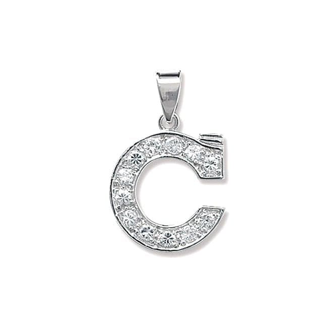 Silver Zirconia Set Initial Pendant G6125/CAcotis Silver JewelleryTH - G6125/C