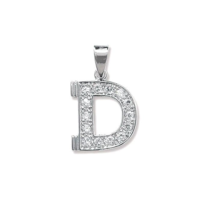 Silver Zirconia Set Initial Pendant G6125/DAcotis Silver JewelleryTH - G6125/D