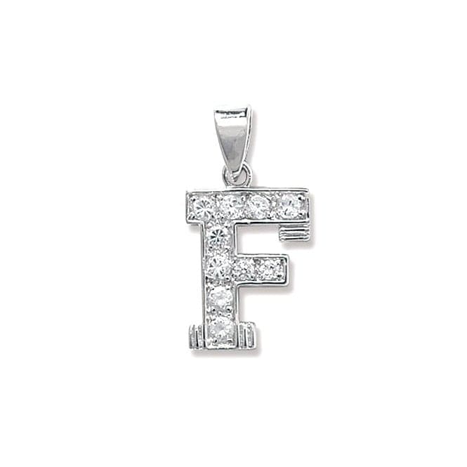 Silver Zirconia Set Initial Pendant G6125/FAcotis Silver JewelleryTH - G6125/F