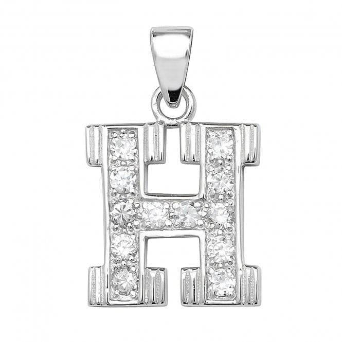 Silver Zirconia Set Initial Pendant G6125/HAcotis Silver JewelleryTH - G6125/H