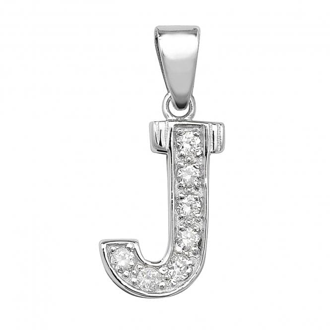 Silver Zirconia Set Initial Pendant G6125/JAcotis Silver JewelleryTH - G6125/J