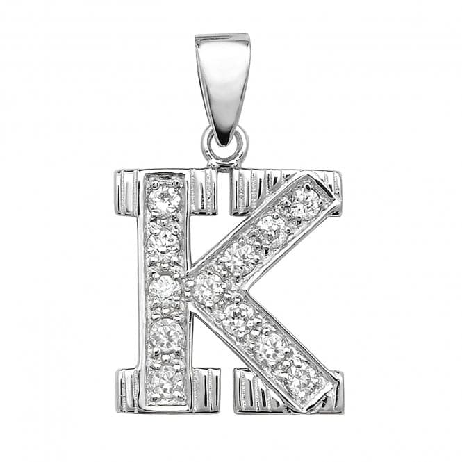 Silver Zirconia Set Initial Pendant G6125/KAcotis Silver JewelleryTH - G6125/K