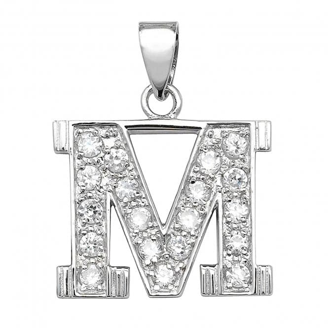 Silver Zirconia Set Initial Pendant G6125/MAcotis Silver JewelleryTH - G6125/M