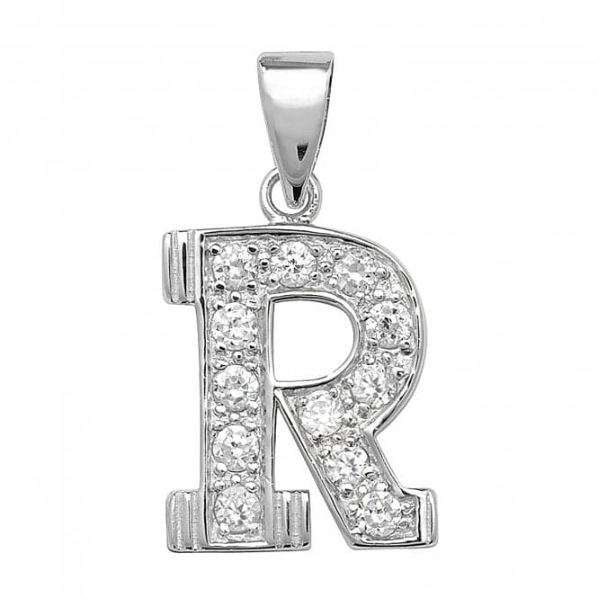 Silver Zirconia Set Initial Pendant G6125/RAcotis Silver JewelleryTH - G6125/R