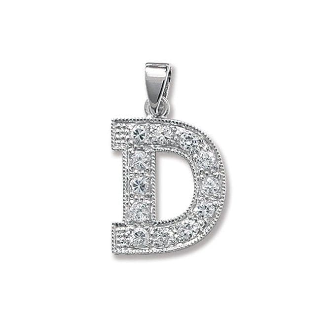 Silver Zirconia Set Initial Pendant G6126/DAcotis Silver JewelleryTH - G6126/D