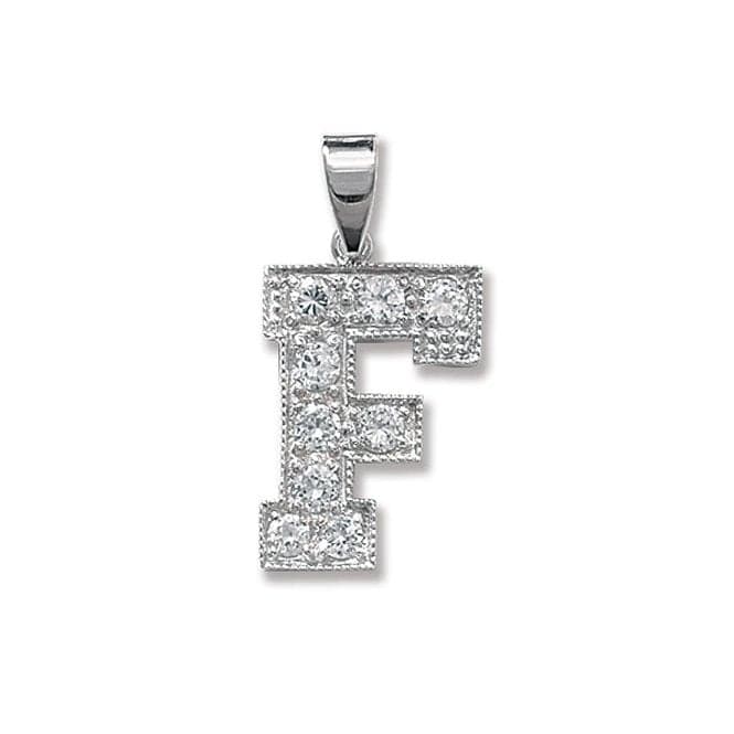 Silver Zirconia Set Initial Pendant G6126/FAcotis Silver JewelleryTH - G6126/F