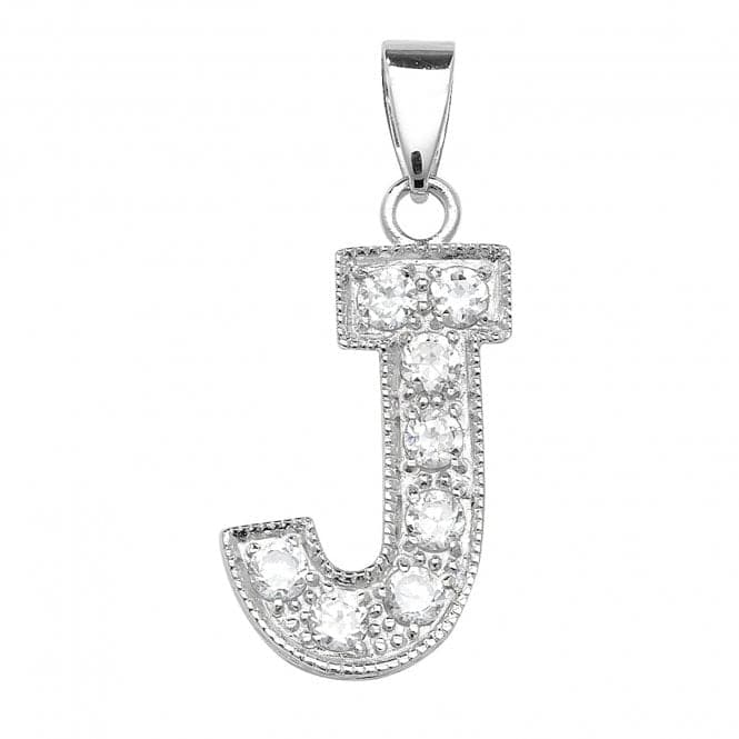 Silver Zirconia Set Initial Pendant G6126/JAcotis Silver JewelleryTH - G6126/J