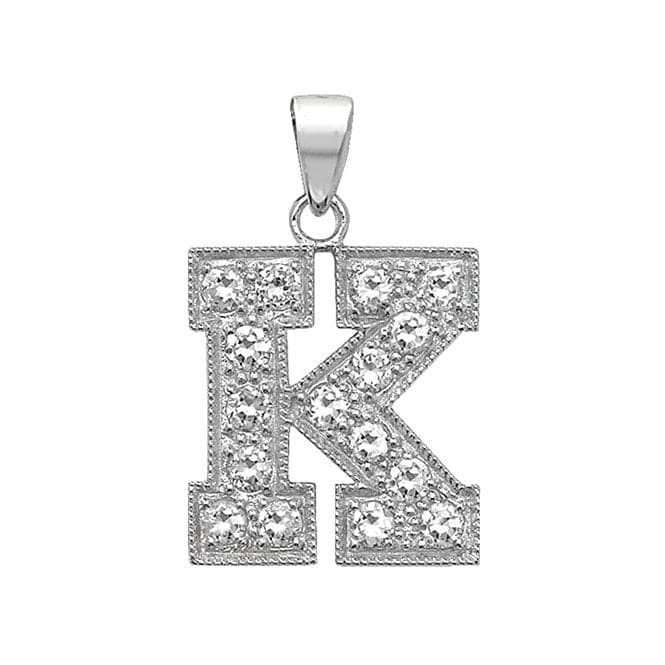 Silver Zirconia Set Initial Pendant G6126/KAcotis Silver JewelleryTH - G6126/K