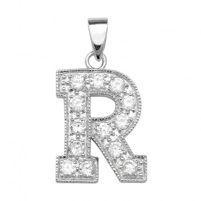 Silver Zirconia Set Initial Pendant G6126/RAcotis Silver JewelleryTH - G6126/R