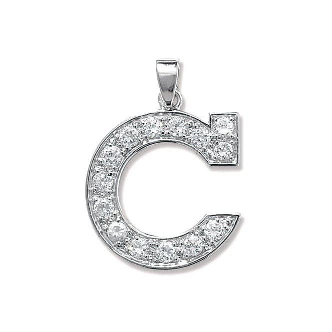 Silver Zirconia Set Initial Pendant G6127/CAcotis Silver JewelleryTH - G6127/C