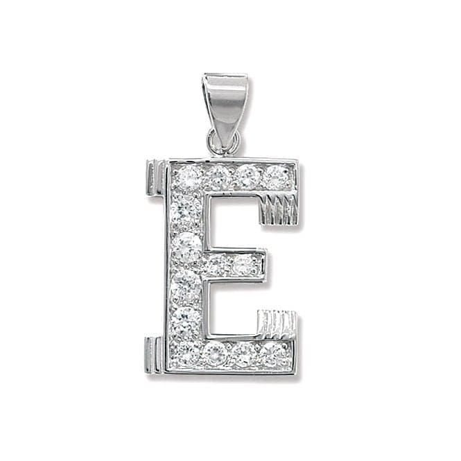 Silver Zirconia Set Initial Pendant G6127/EAcotis Silver JewelleryTH - G6127/E