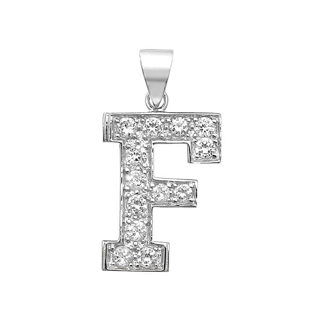 Silver Zirconia Set Initial Pendant G6127/FAcotis Silver JewelleryTH - G6127/F