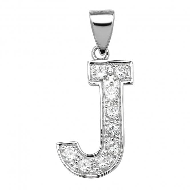 Silver Zirconia Set Initial Pendant G6127/JAcotis Silver JewelleryTH - G6127/J