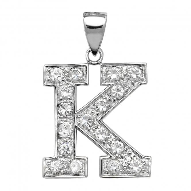 Silver Zirconia Set Initial Pendant G6127/KAcotis Silver JewelleryTH - G6127/K