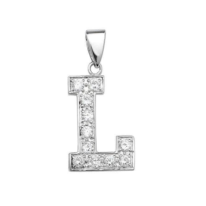 Silver Zirconia Set Initial Pendant G6127/LAcotis Silver JewelleryTH - G6127/L