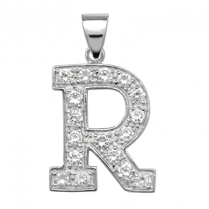 Silver Zirconia Set Initial Pendant G6127/RAcotis Silver JewelleryTH - G6127/R