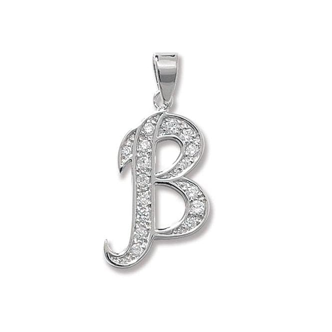 Silver Zirconia Set Initial Pendant G6128/BAcotis Silver JewelleryTH - G6128/B