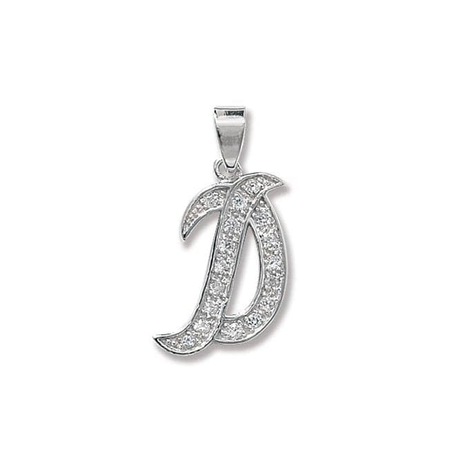 Silver Zirconia Set Initial Pendant G6128/DAcotis Silver JewelleryTH - G6128/D