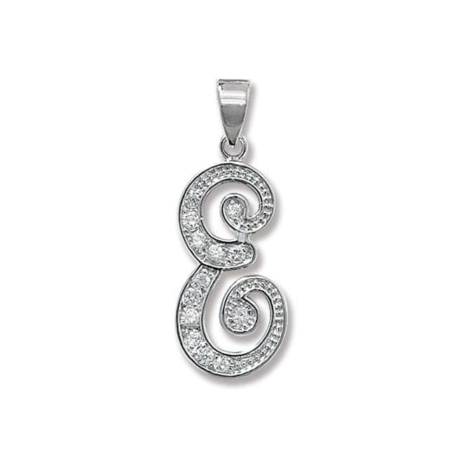 Silver Zirconia Set Initial Pendant G6128/EAcotis Silver JewelleryTH - G6128/E